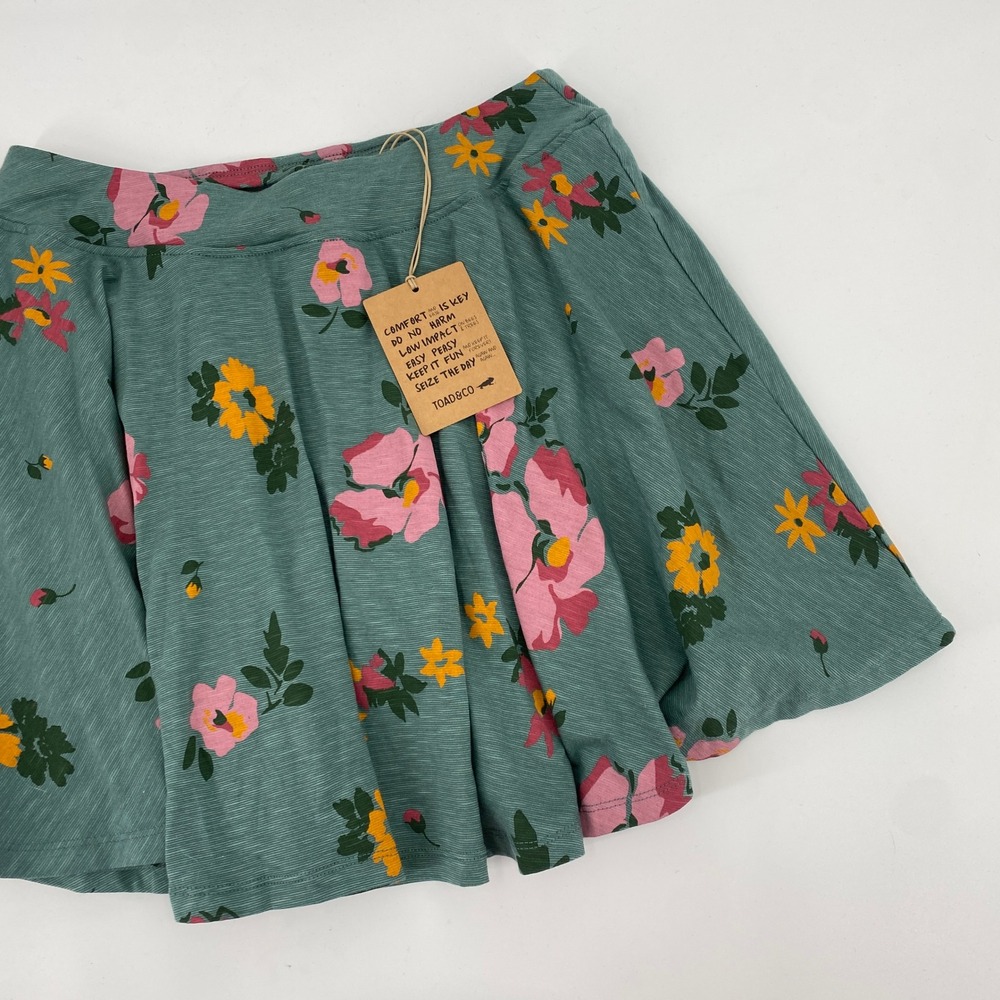 Toad&Co Skirt Women Medium Teal Floral Chaka Skort Stretch